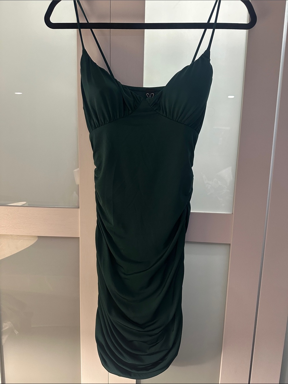Windsor Dark Green Ruched Slip Dress